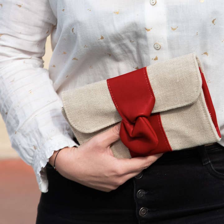 Astuccio con patta - canapa naturale, pelle di cammello per la vendita all'ingrosso da parte di Fossette