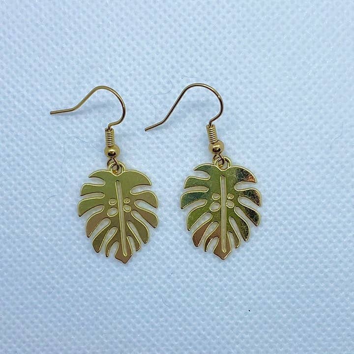 Monstera Leaf Earrings for wholesale by Trinkerbell Jewelry