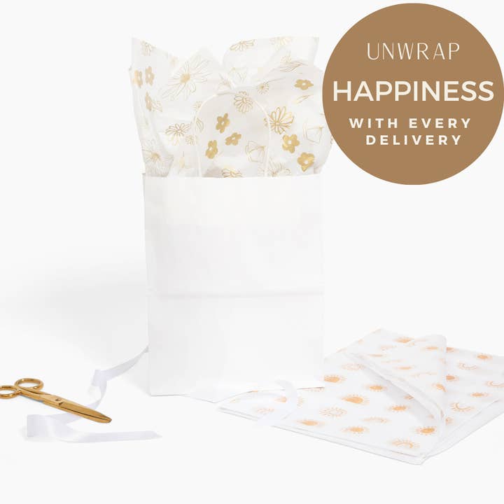 Lain & Lou – wholesale Tissue paper – Gold Floral Tissue Paper Pack of 25 Sheets Cute Tissue Paper5