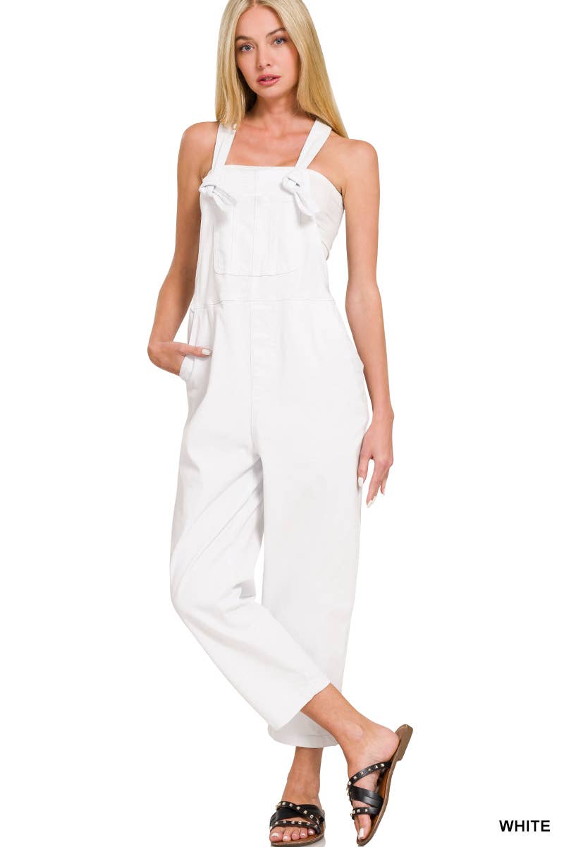 42POPS - Venta al por mayor Mono - Mujer - Mono de mezclilla relajado con tirantes anudados y lavado ácido22