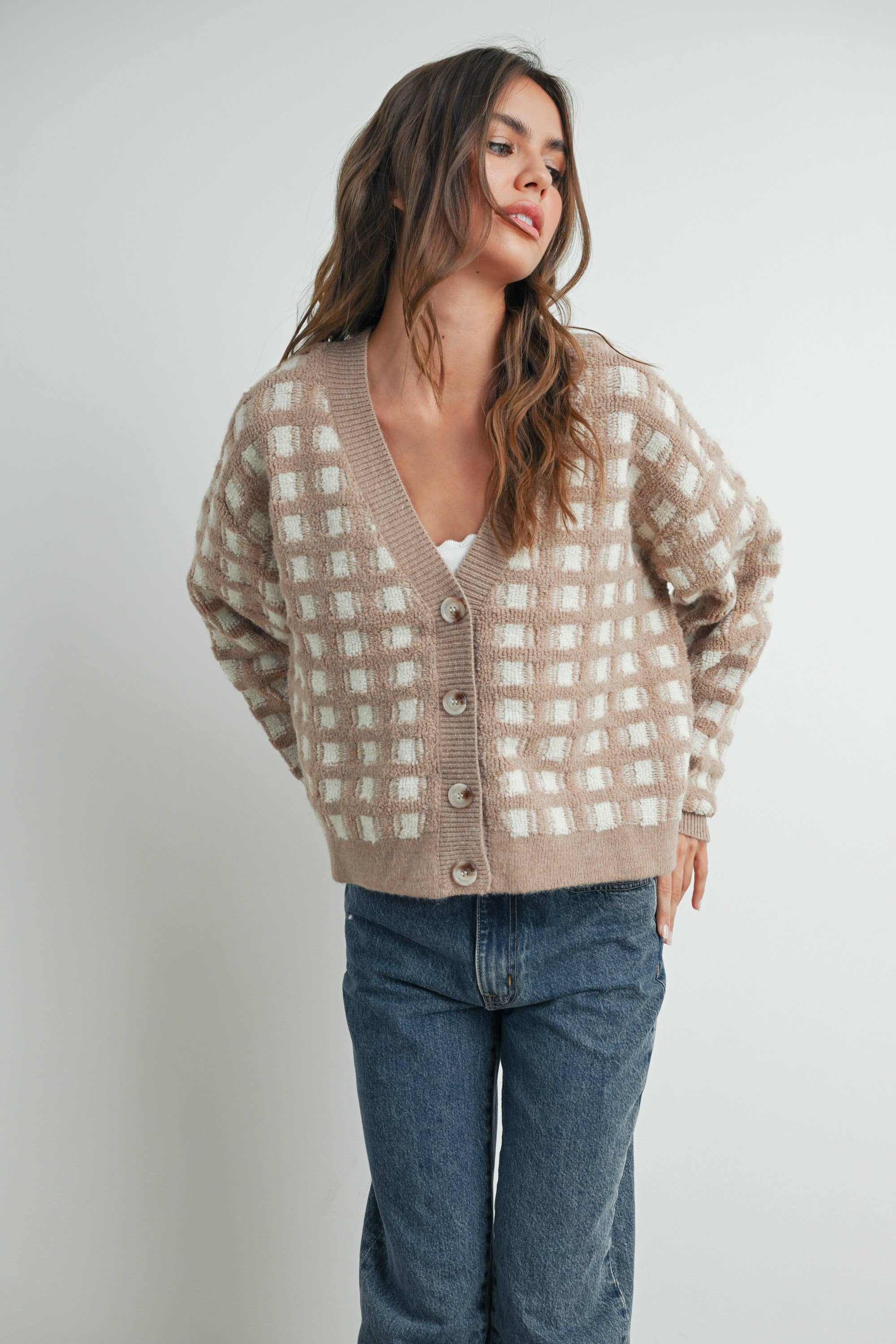 BUTTERMELON – Engroshandel Cardigan - Dame – Cropped V-hals Cardigan - BMC75195