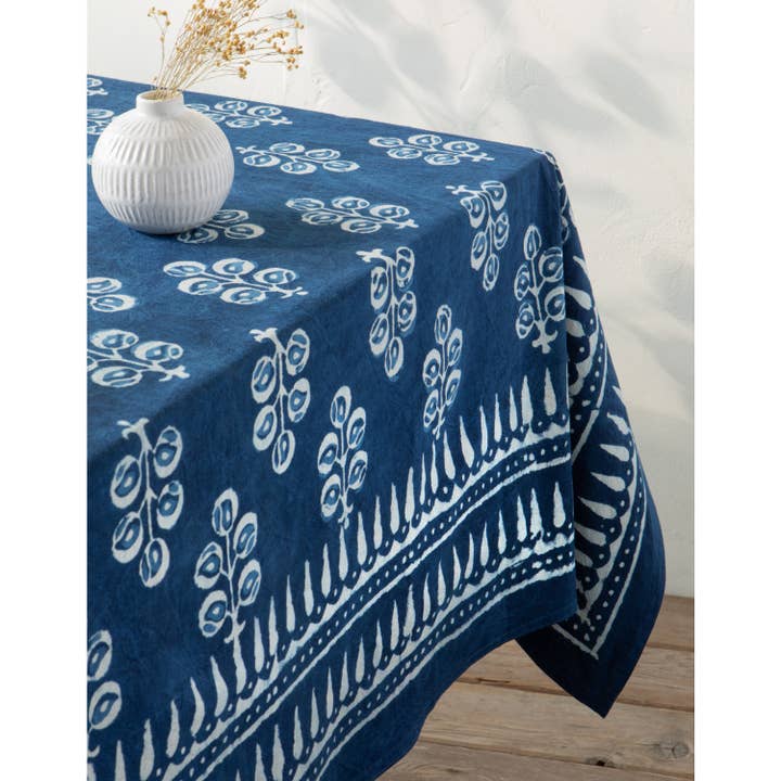 Danica Heirloom - Wholesale Tablecloth - Hawthorn Block Print Tablecloth 90 x 60 inches2