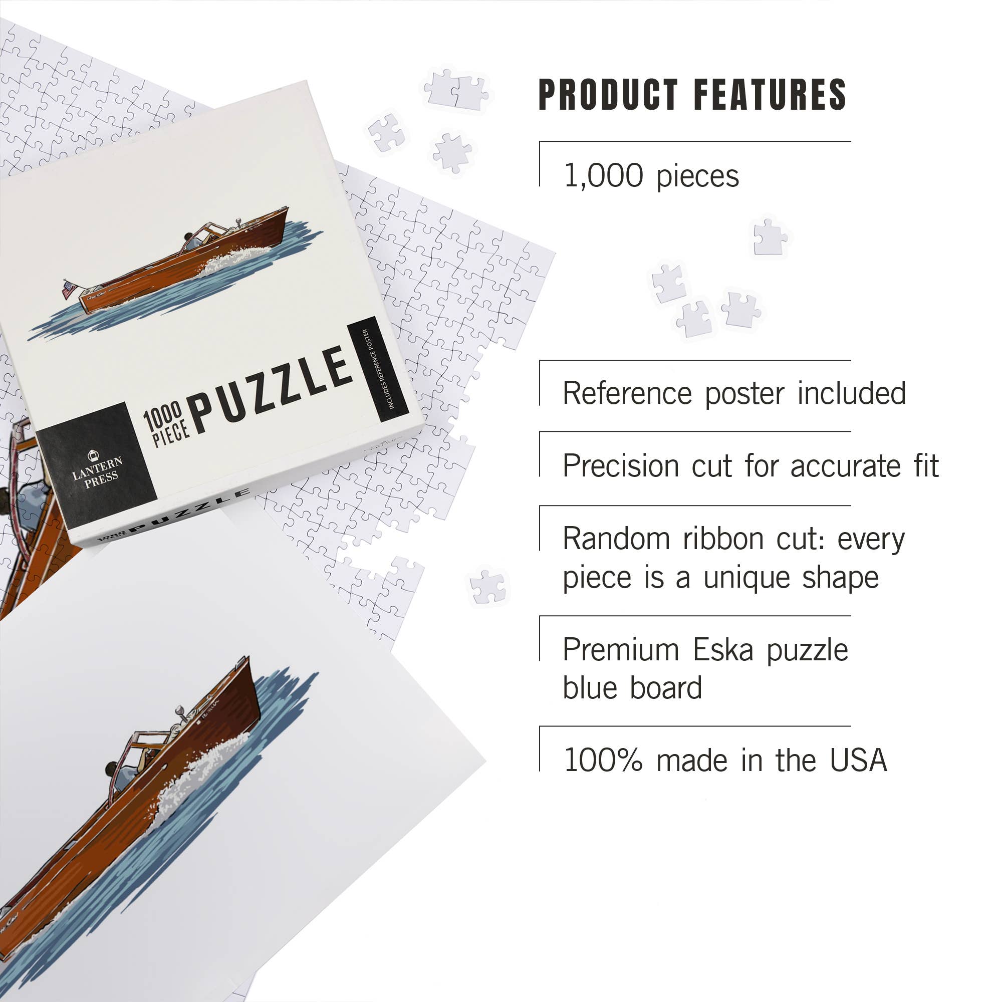 Lantern Press - Vente Puzzle – adulte - PUZZLE DE 1000 PIÈCES Bateau en bois, icône2