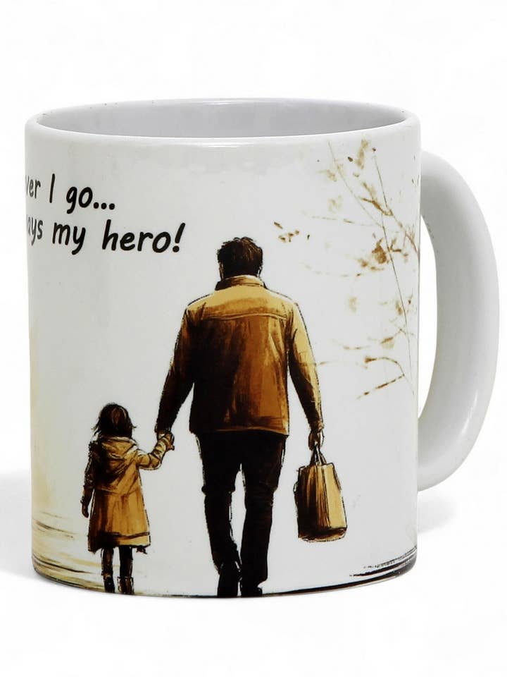 SUBLIMART: Caneca do Dia do Pai com MENINA "Onde quer que eu vá... És sempre o meu herói!" Presente para o Pai por RC Designs por atacado de SublimArt