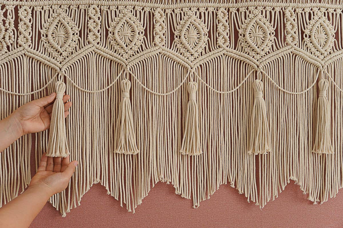 BeanDaikon – wholesale Kappa – Macrame tofs fönstervalansgardin C138