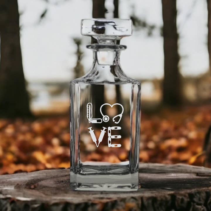 Love Medical 26oz Premium Bourbon Whiskey Decanter for wholesale by Texan Customs