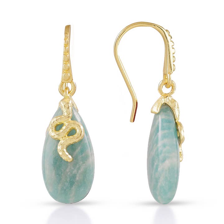 Medusa Gemstone Drop Earrings Amazonite for wholesale by AZUNI London