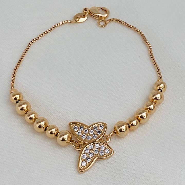 Butterfly Bead Bracelet, Monarch Butterfly, Ball Bracelet for wholesale by Housegoldjewelry