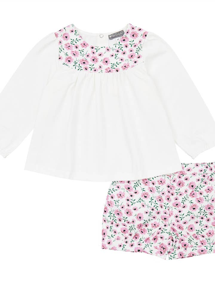 Túnica floral y pantalones cortos de pana para venta al por mayor de Petit Confection