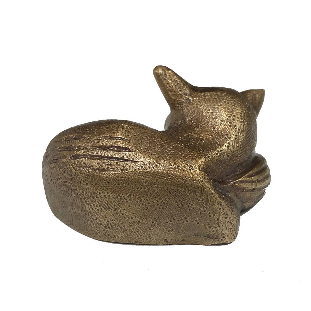 Madison Bay Co. - Historical Home Decor Reproductions - Wholesale Decorative Tabletop Object - Antiqued Brass Sleeping Fox Tabletop Decor - 2-1/2"2