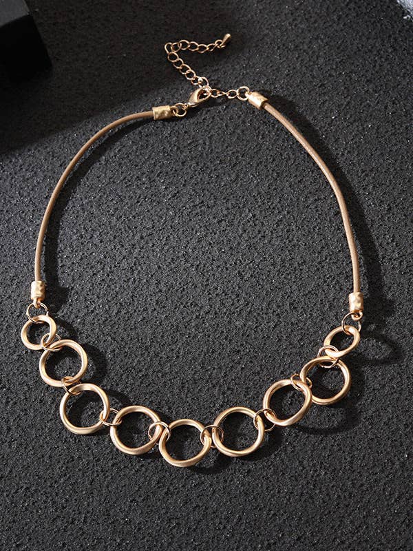 Collar de Cuero con Círculo Geométrico N5137 para venta al por mayor de Ole