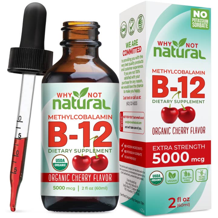 Les gouttes liquides de vitamine B12 biologique favorisent la concentration et l'énergie pour la vente par WhyNotNatural
