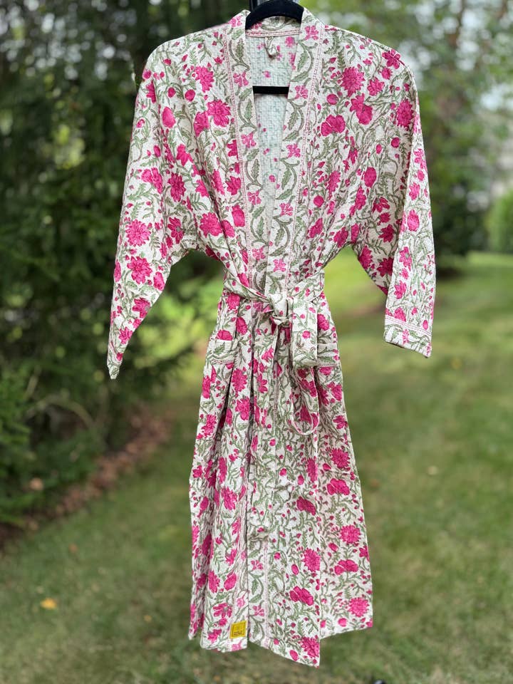 Waffle Weave Bath Robe (Rani Hues) for wholesale by House of Mulmul LLC