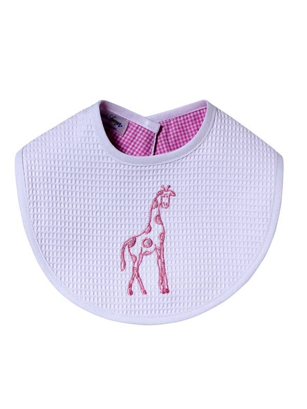 Bib, Dot Giraffe (Pink) for wholesale by Jacaranda Living