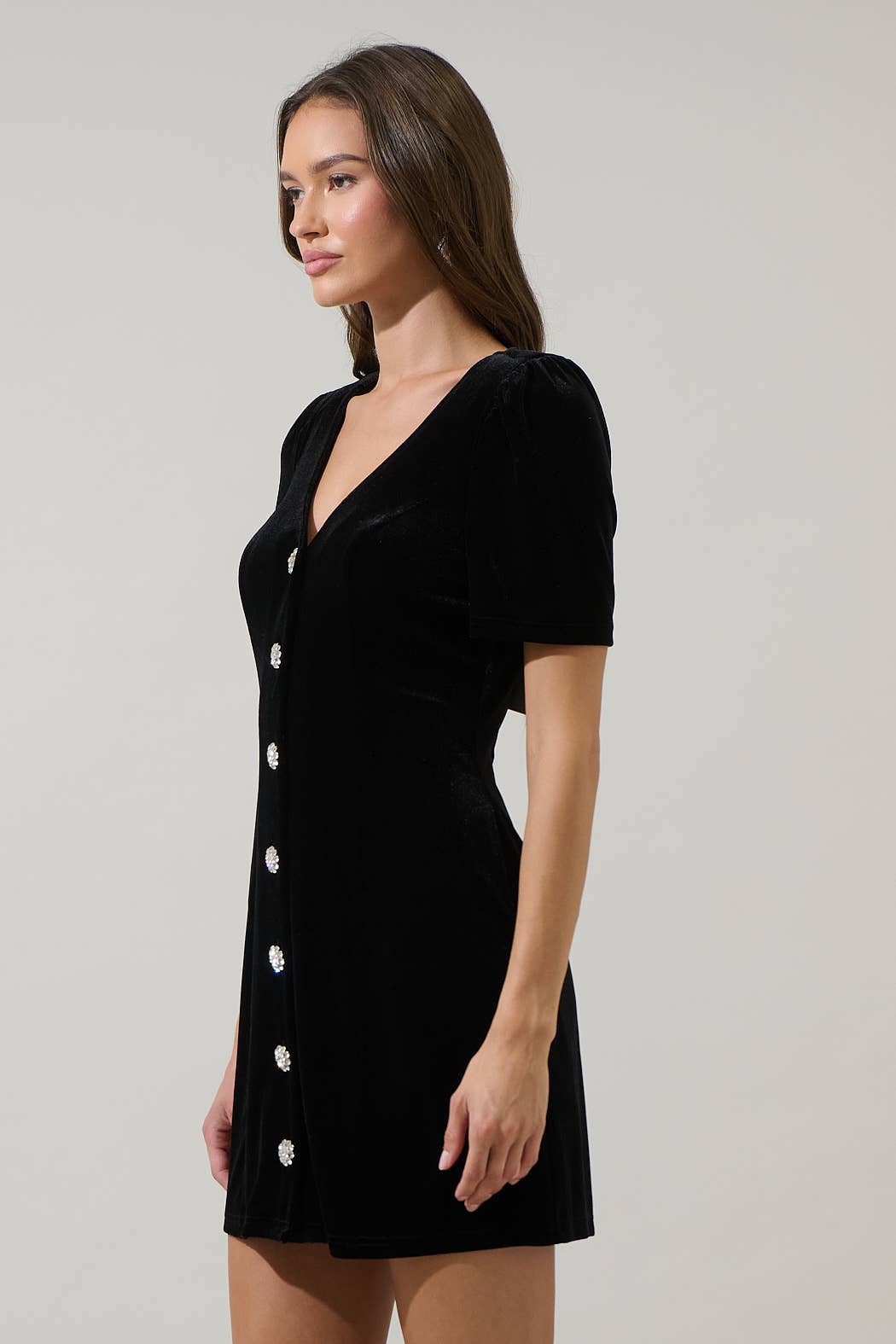 Sugarlips - Wholesale Dress - Women's - Jackson Velvet Button Mini Dress11