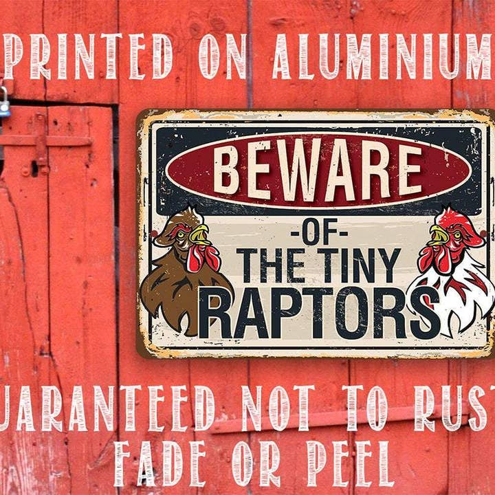 Lone Star Art Metal Signs - Wholesale Sign - Beware Tiny Raptors -Metal Sign2