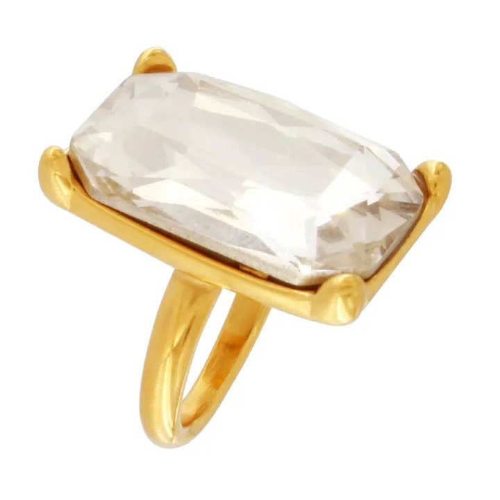 Anello Mega Statement Joy Impermeabile con CZ Trasparente Placcato in Oro 18K per la vendita all'ingrosso da parte di Dansk Copenhagen