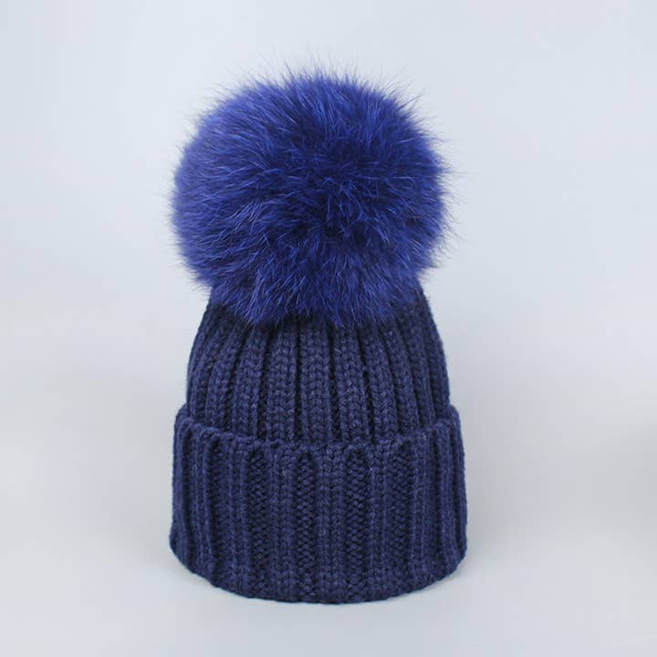 ACCITY - Wholesale Beanie - Women's - Winter Warm Hat with Real Fox Fur Pom Pom_CWAH049846