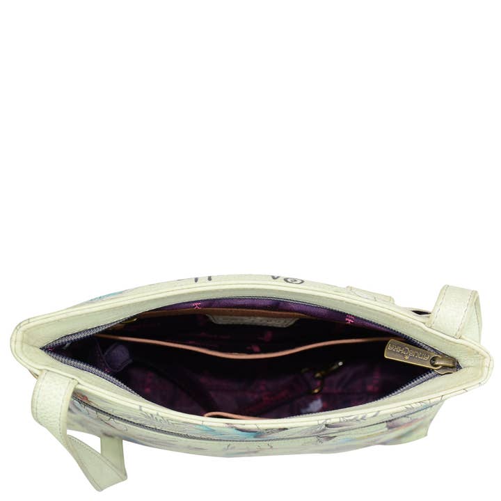 Anuschka | Vanya Lara (USA) - Wholesale Crossbody Bag - Women's - Hand-Painted Leather Medium Crossbody With Double Zip Pockets - 447