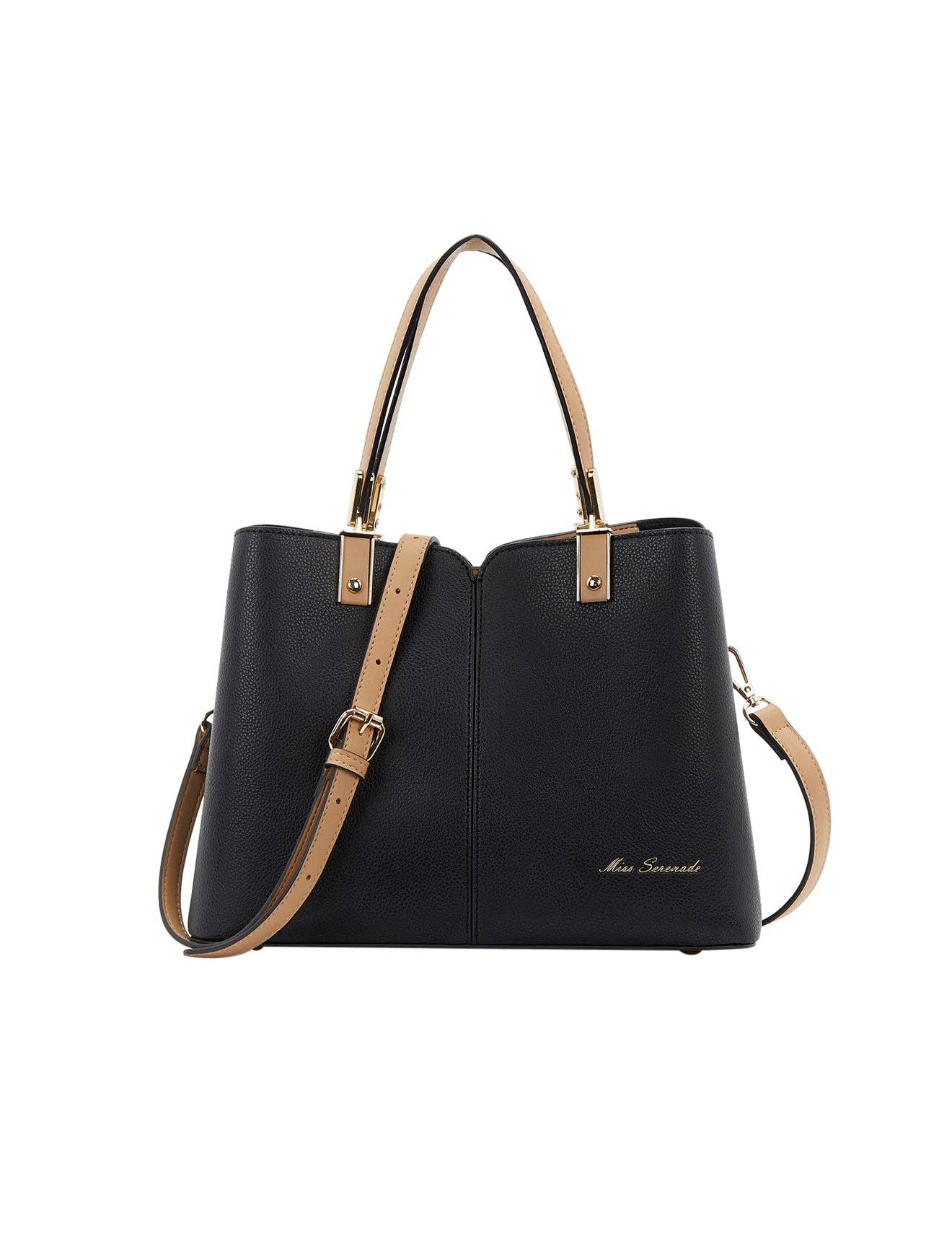 Serenade Beverly Hills Collection - Vente Sac à main avec poignée sur le dessus – femme - SAC TRIPLE COMPARTIMENT VÉGAN CHANTAL-NOIR/CAMEL0