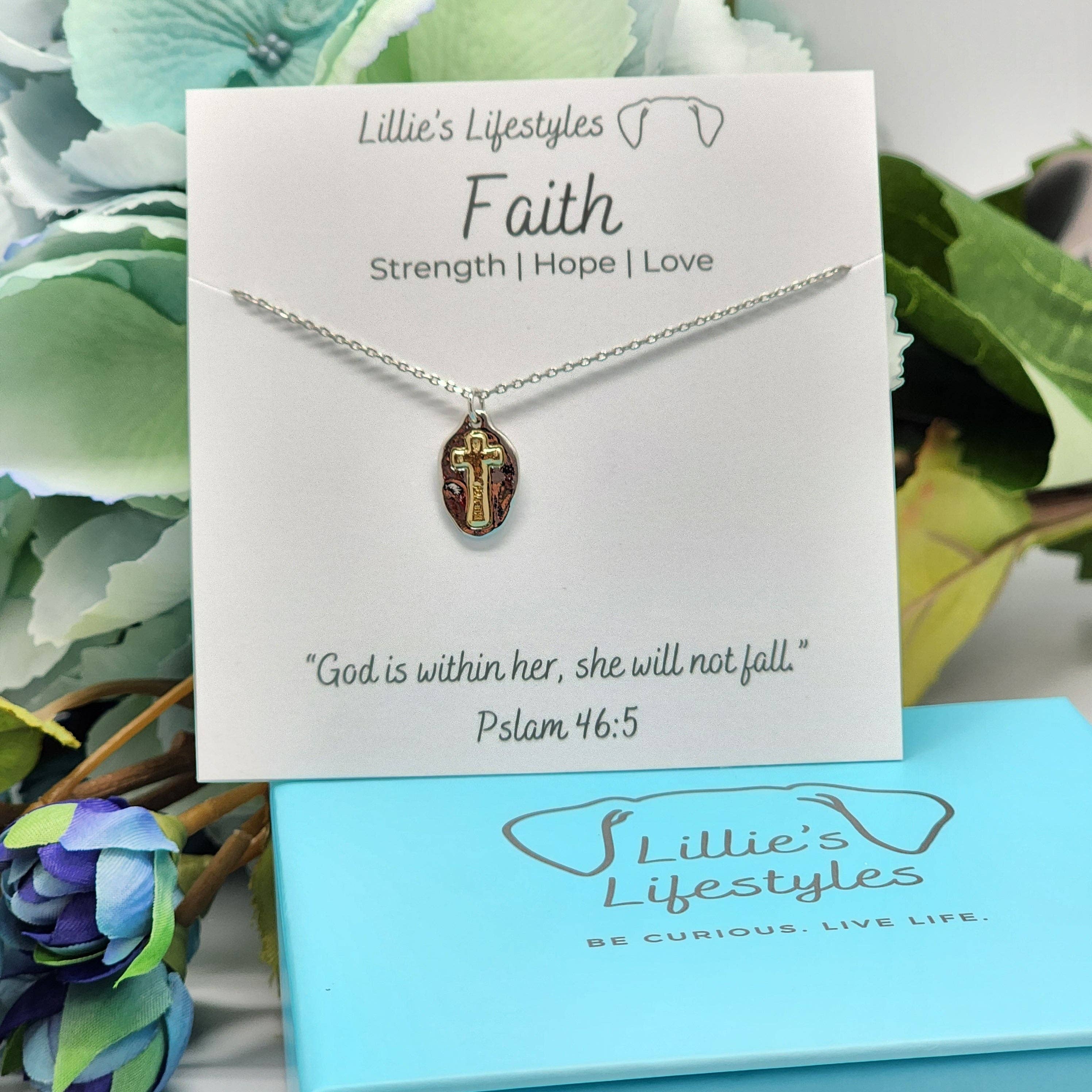 Lillie's Lifestyles - Wholesale Pendant/Charm Necklace - Faith Two Tone Cross Necklace0