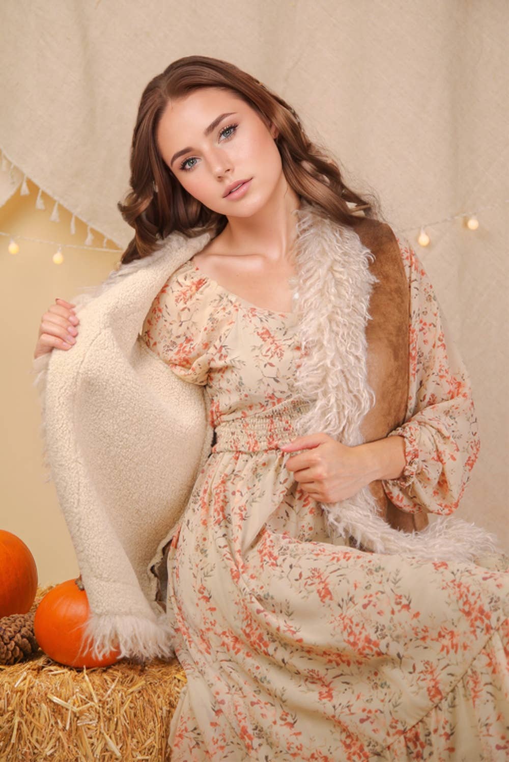 VERY J - Vente Veste sans manches – femme - NJ90398-Gilet Bohème en Suédine Sherpa avec Fausse Fourrure10