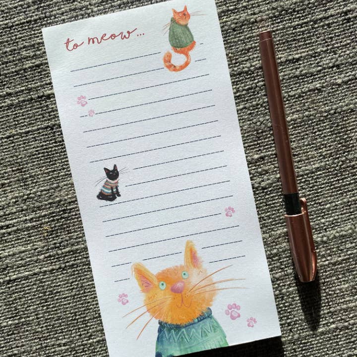 To Meow Cat List Pad - DL Stationery To Do List for wholesale by Catherine Redgate: Illustrator
