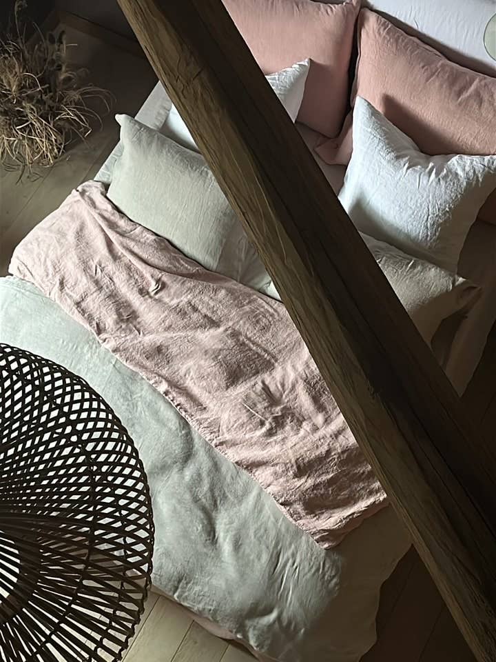 Vasket Linned Dynebetræk Støvet Rosa for engroshandel hos la draperie francaise