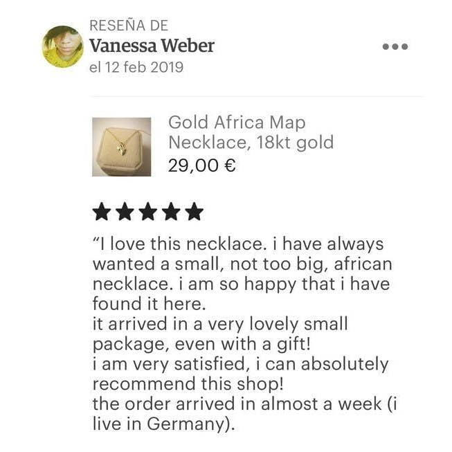 AfricanDreamland - Vente Colliers à pendentif - Collier Carte d’Afrique en or2