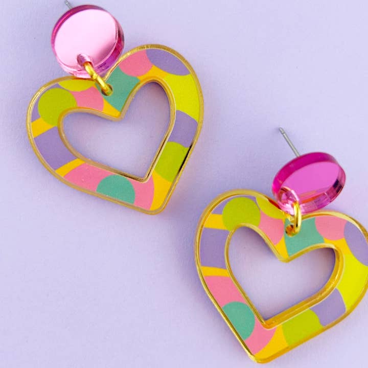 Heart acrylic dangle earrings for wholesale by Miroo