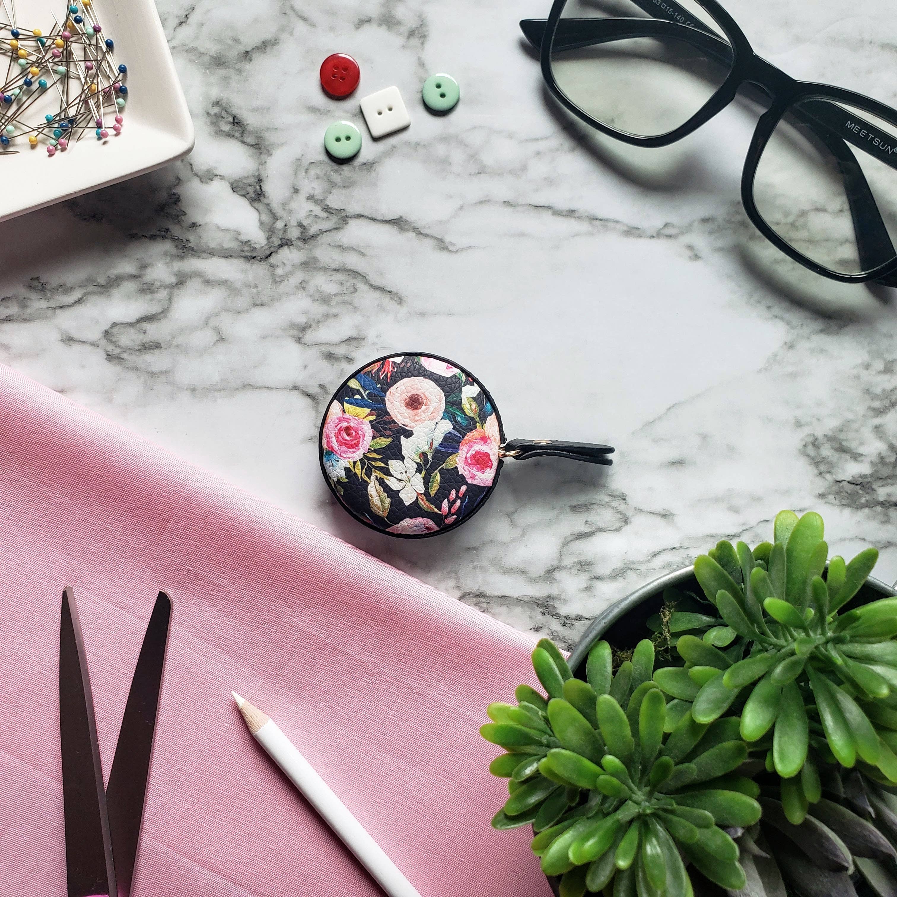 Monarque - Wholesale Measuring Tape - Floral on Black Measuring Tape1