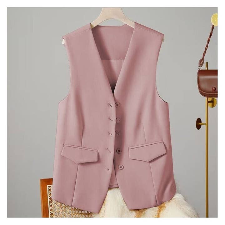 Solid Color Loose Fit Versatile Vest Jacket for wholesale by FurDecoration
