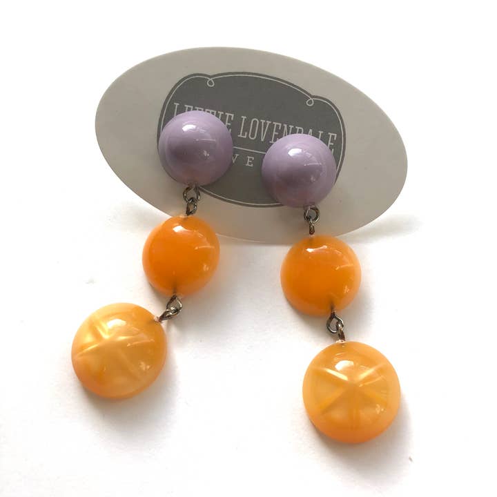Leetie Lovendale - Venta al por mayor Pendientes colgantes - Pendientes colgantes de tripuntos, diseño de estrella moonglow, color lila y mandarina