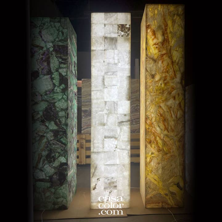 Tall White Onyx Mosaic Light Tower 60.5" for wholesale by Casa Color