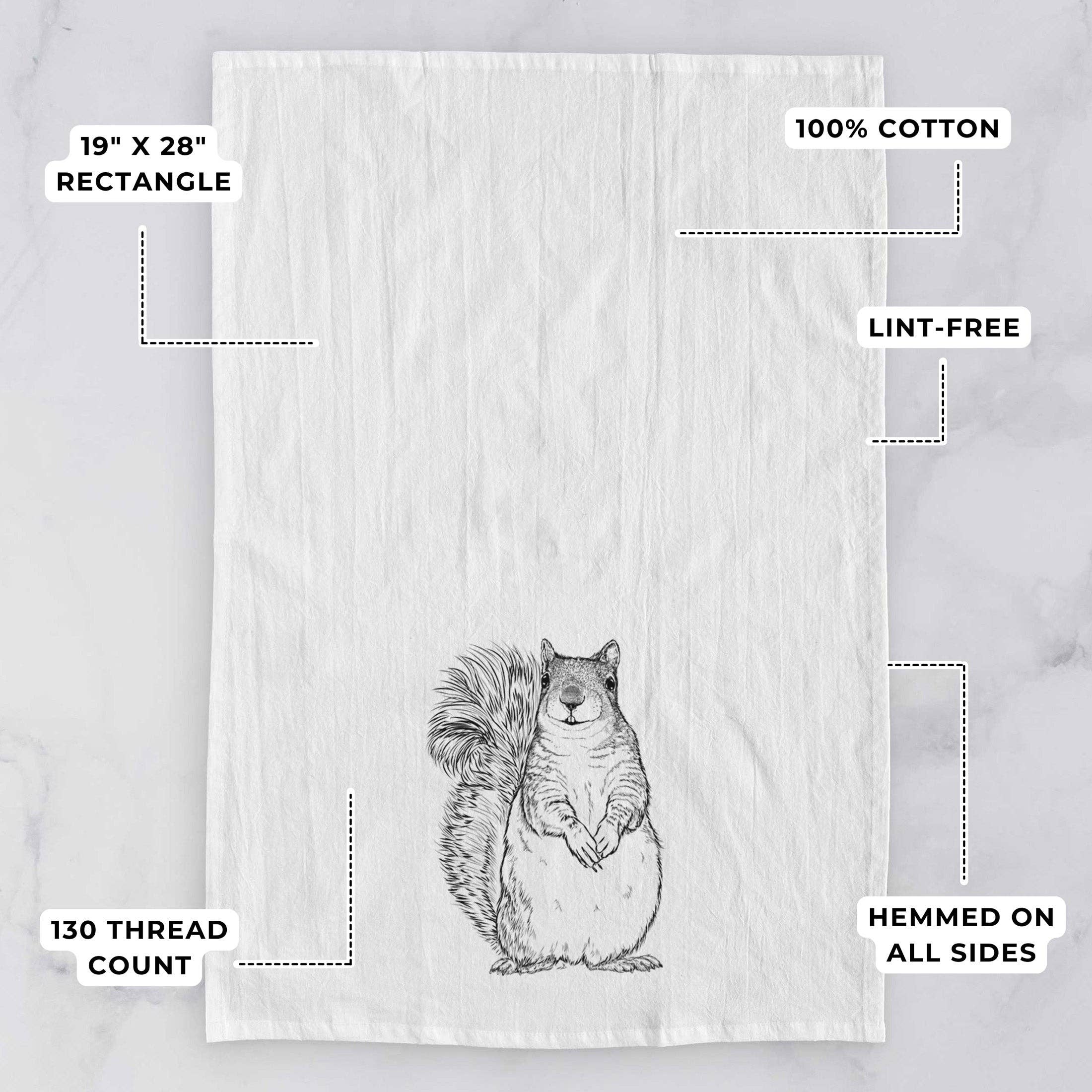 Because Tees - Wholesale Tea Towel - Western Grey Squirrel - Sciurus griseus Tea Towel2