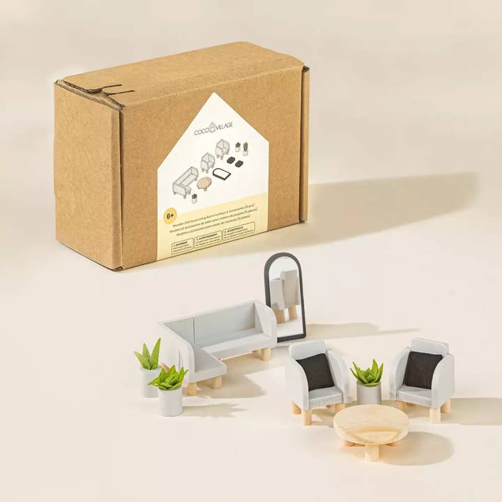 Coco Village - Wholesale Doll Accessory Kit - Kids - Wooden Doll House Living Room Furniture (10pcs)10