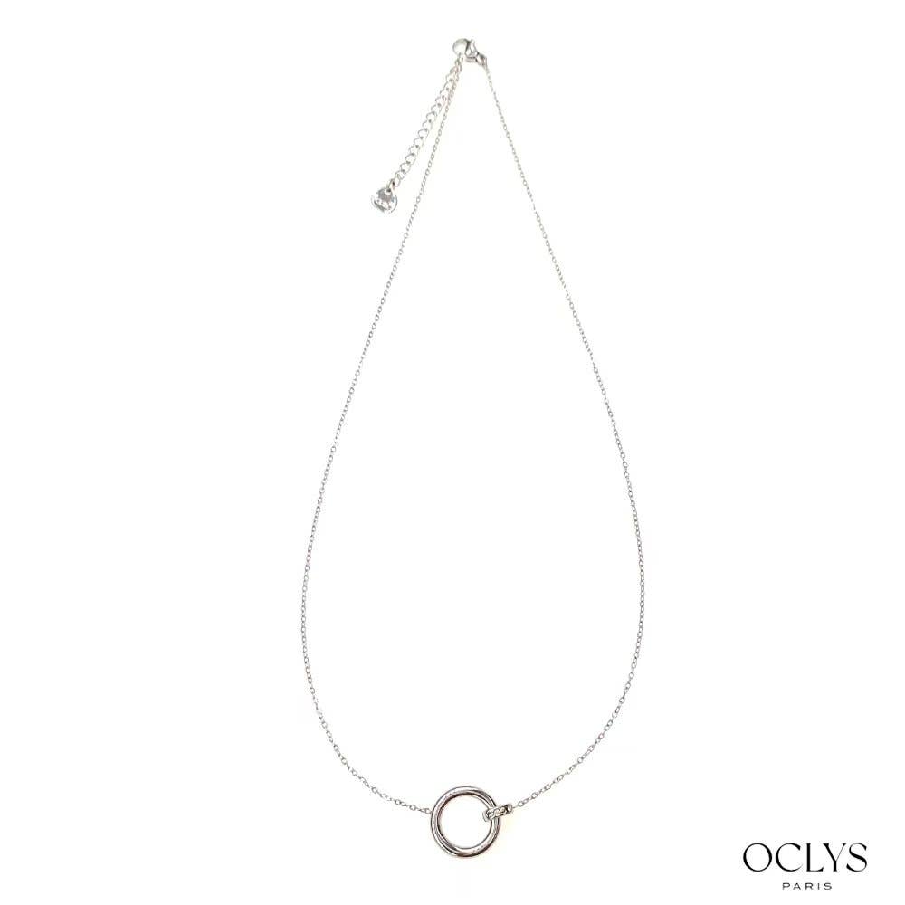 Oclys - Vente Colliers à pendentif - Collier acier inoxydable avec anneau strass Selena1
