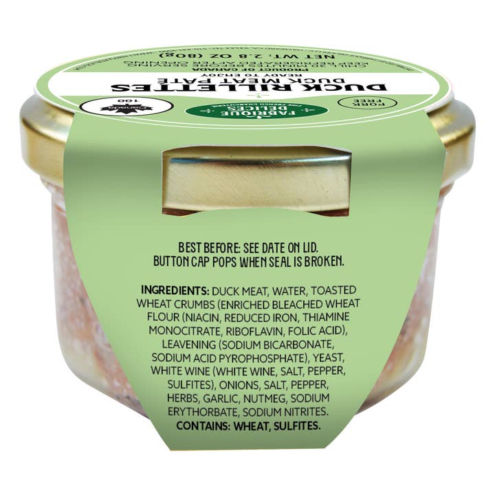 Fabrique Délices - Wholesale Shelf Stable Prepared Meal - Duck Rillettes Shelf-Stable