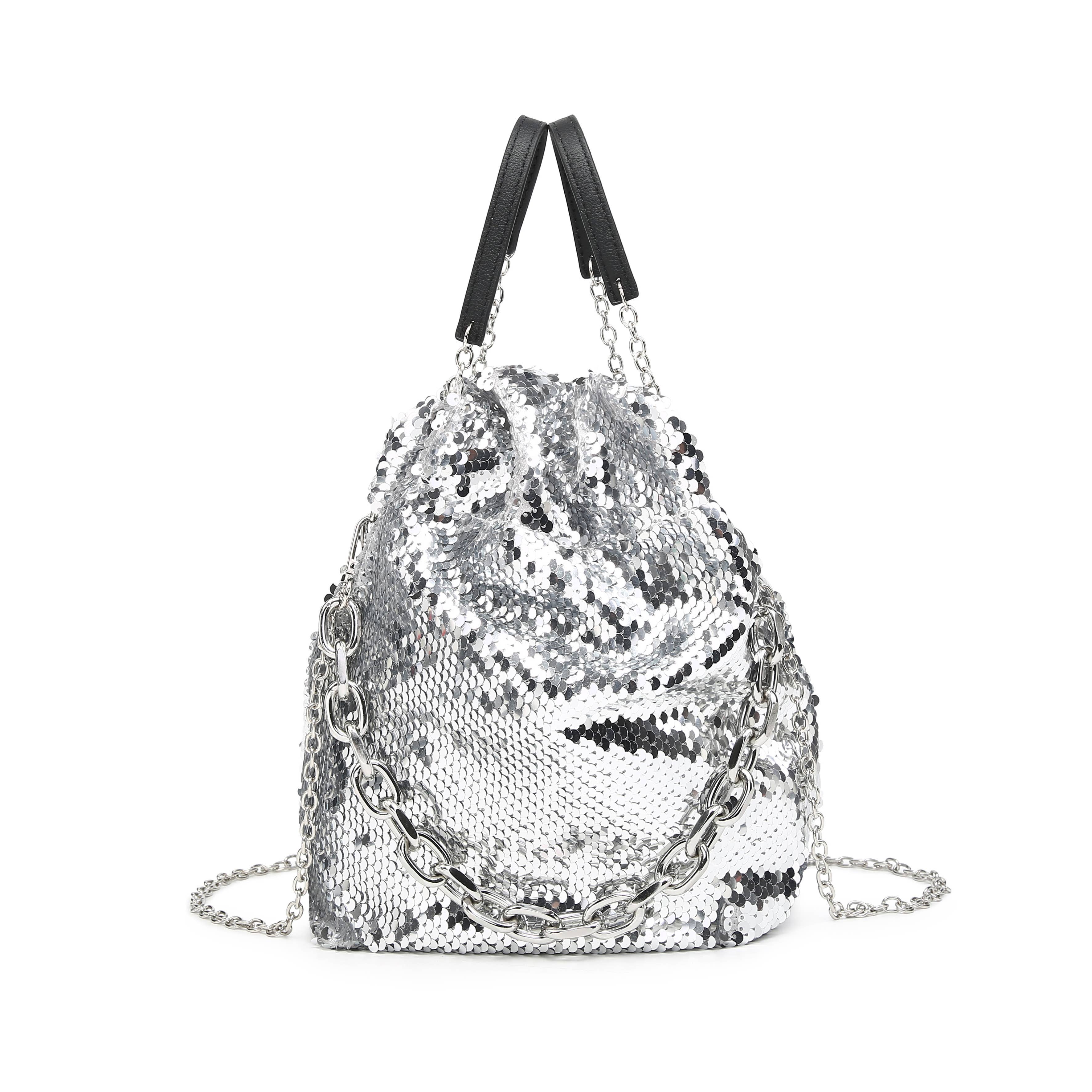 Papaya Fashion Ltd – wholesale Påse med dragsko – Dam – CC343-Mångsidig 3-vägs paljettväska1