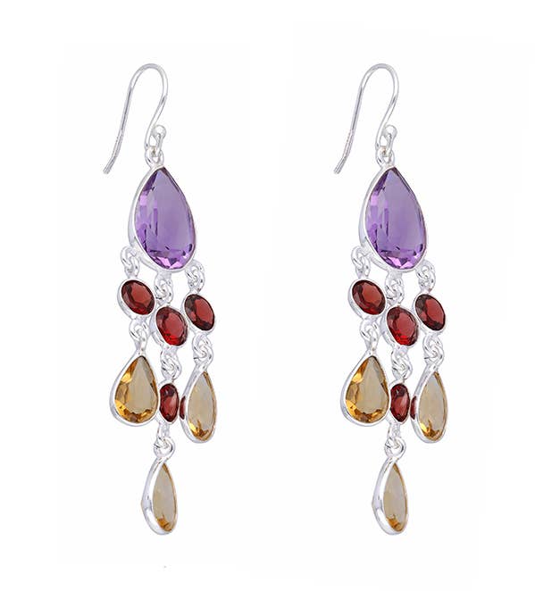 Tiramisu - Venta al por mayor Pendientes colgantes - Pendiente colgante de plata de ley 925 con granate citrino y amatista2