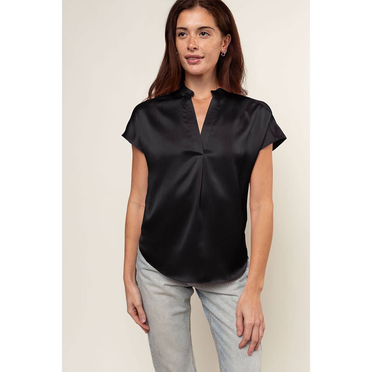 Naked Zebra – Engroshandel Bluse - Dame – Skjortebluse i rynket satin3