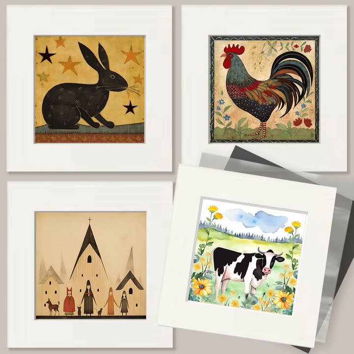 Mowbi - Wholesale Art Print - Vintage Folk Art Freya the Norse Goddess 8"x8" Art Print2