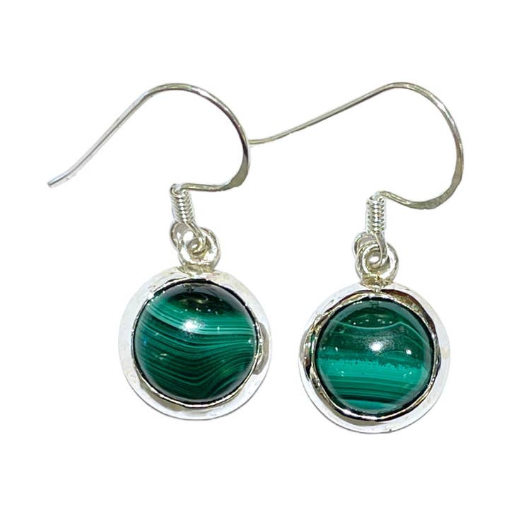 Boucle d'oreille en Argent 925 & malachite pour la vente par Foliesbijoux