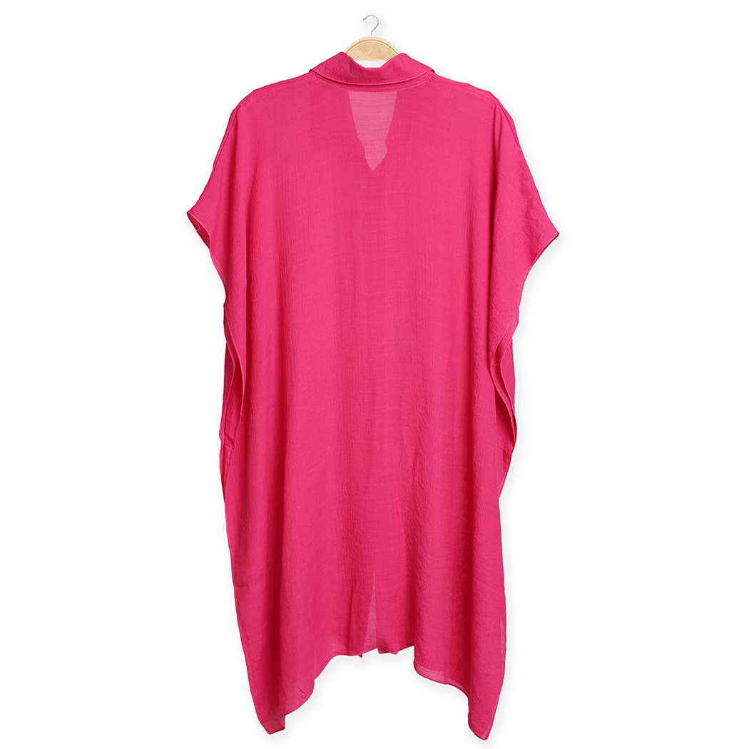 Fashion City – wholesale Buttoned-down shirt – Women's – Women's Oversized Long Sleeveless Shirt Cover Up5