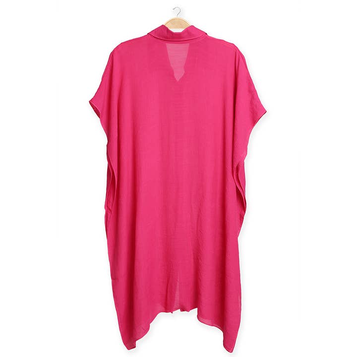 Fashion City – wholesale Buttoned-down shirt – Women's – Women's Oversized Long Sleeveless Shirt Cover Up5