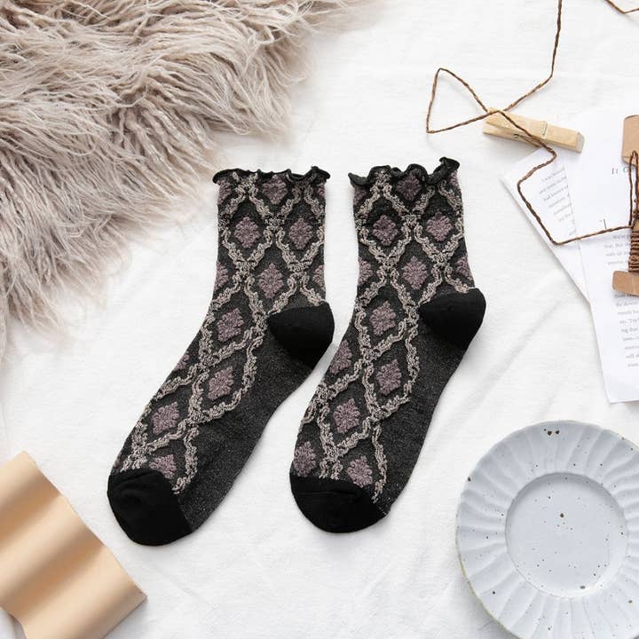 Funkyrel® Atzbranding Limited - Wholesale Socks - Women's - Rufia - Retro Argyle Pattern Women's Socks8