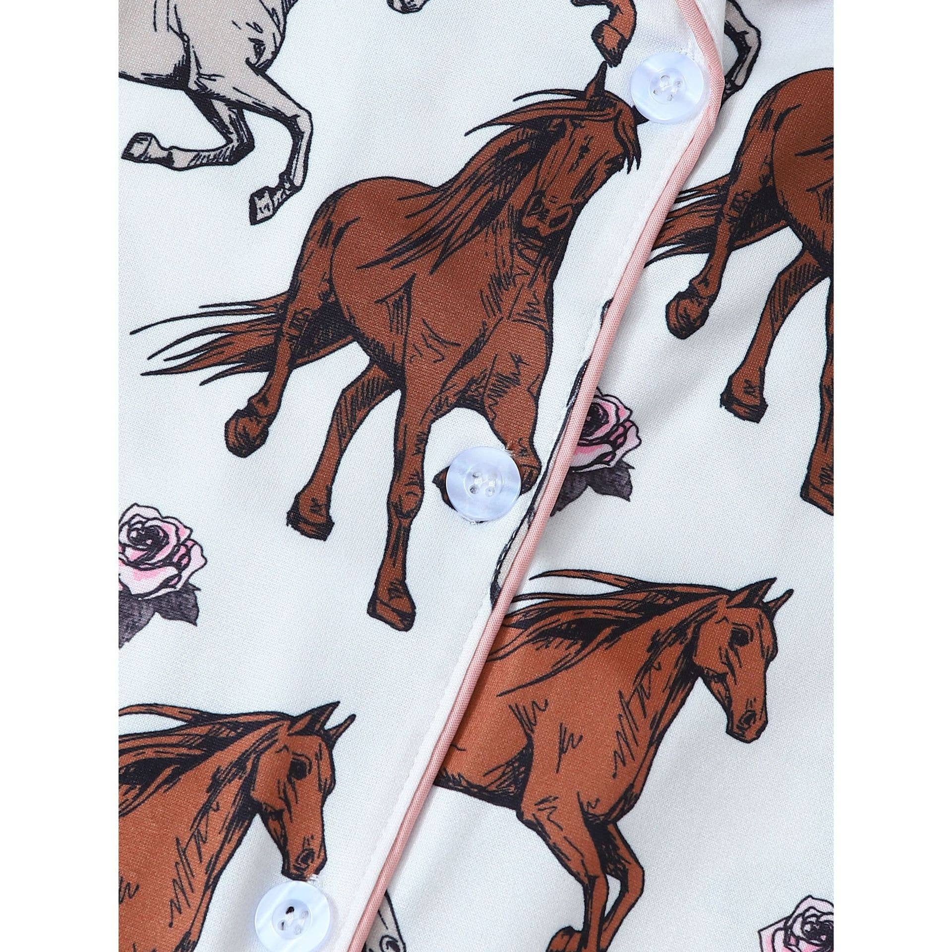 Rosa Clothing - Wholesale Lounge Set - Women's - Western Horse & Zebra Print Short Sleeve Pajama Set5