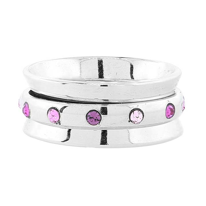 1928 Jewelry Purple Amethyst & Pink Crystal Anxiety Spinner for wholesale by 1928 Jewelry