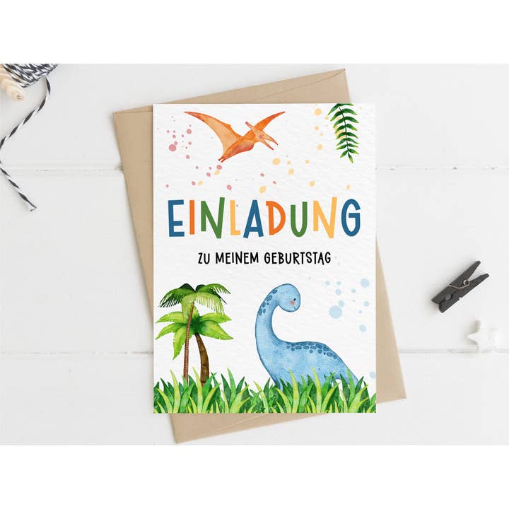 Invito al compleanno dei bambini con dinosauri per la vendita all'ingrosso da parte di MojiTags