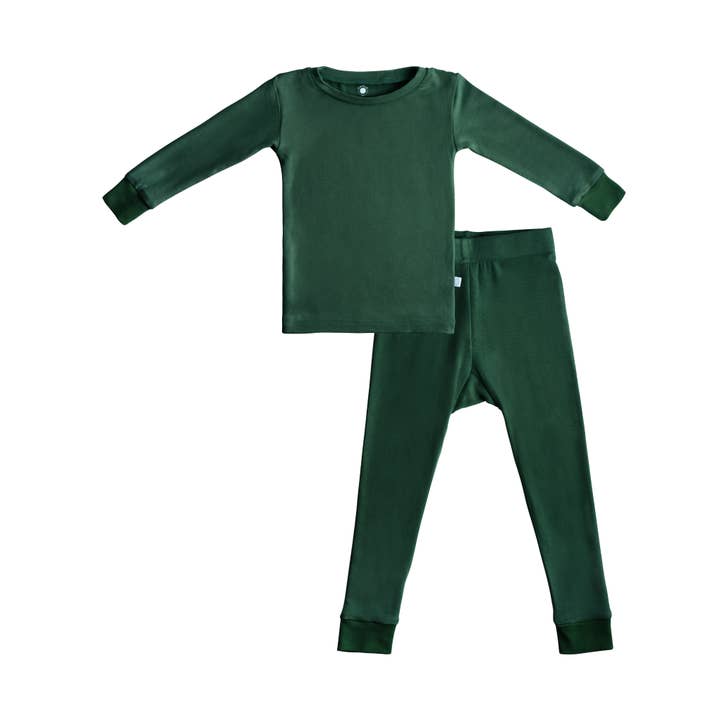 Toddler/Kids Bamboo Pajamas - Forest Green for wholesale by Dreamland Baby